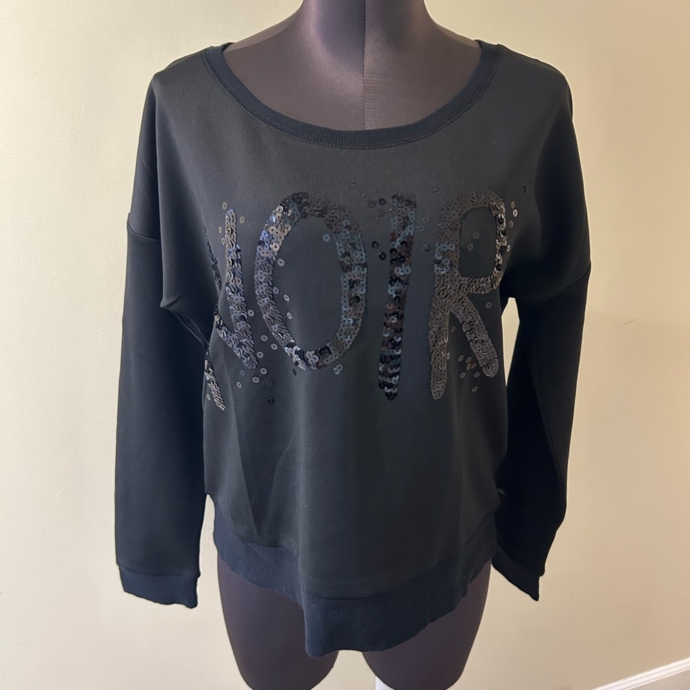 Rock & Republic Black Sequin Noir Women's Top size L